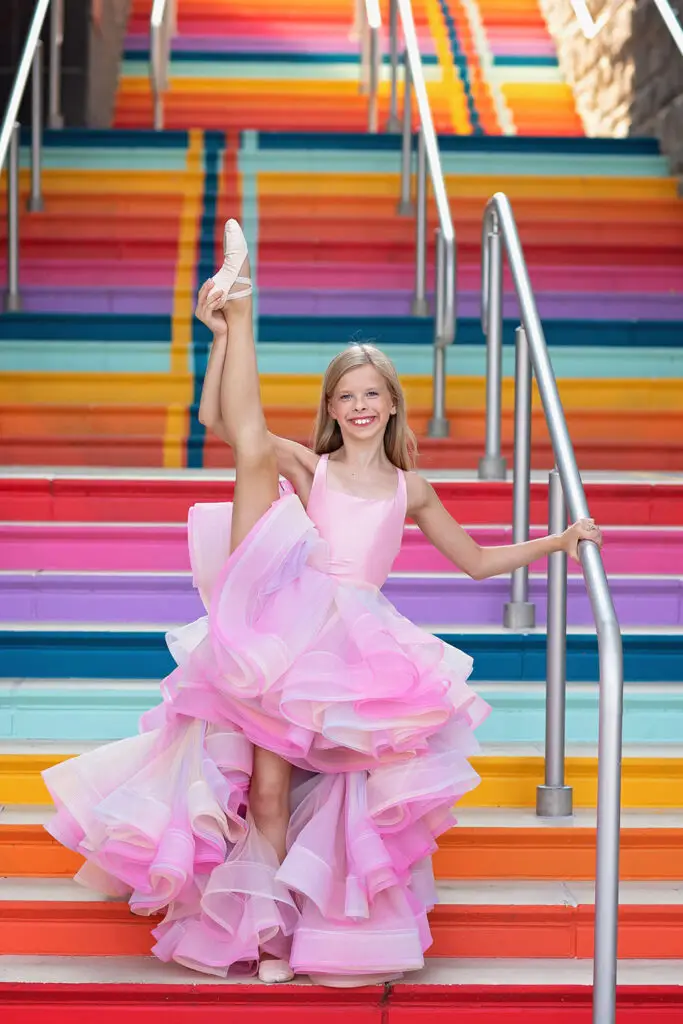 Fine Art Portrait photographer in Cincinnati took this photo of girl infront of steps